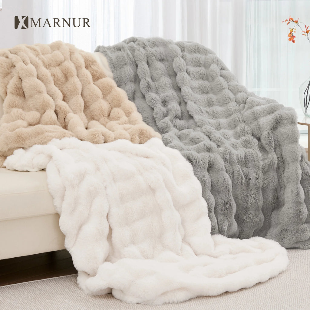 Electric Throw Blanket 50"X60", Faux Fur Heated Throw, 6 Heating Levels, 4 Hours Timer, Gray